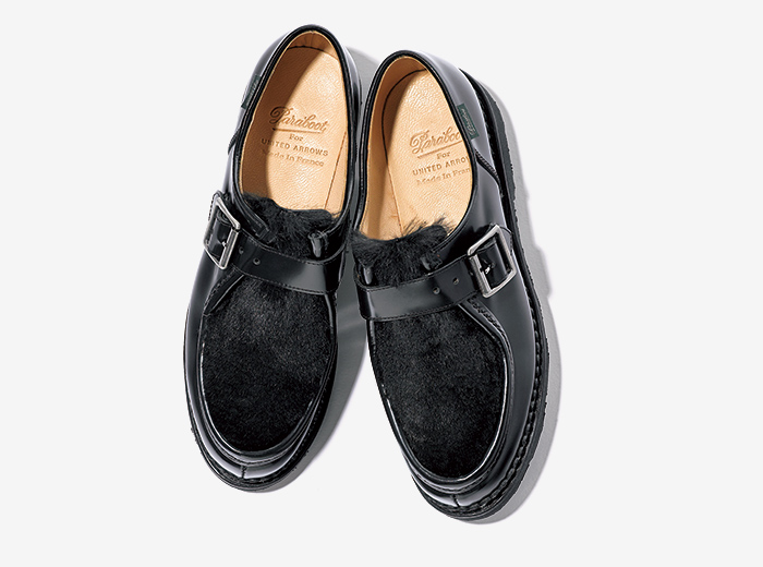 PARABOOT x UNITED ARROWS shoes with black fur