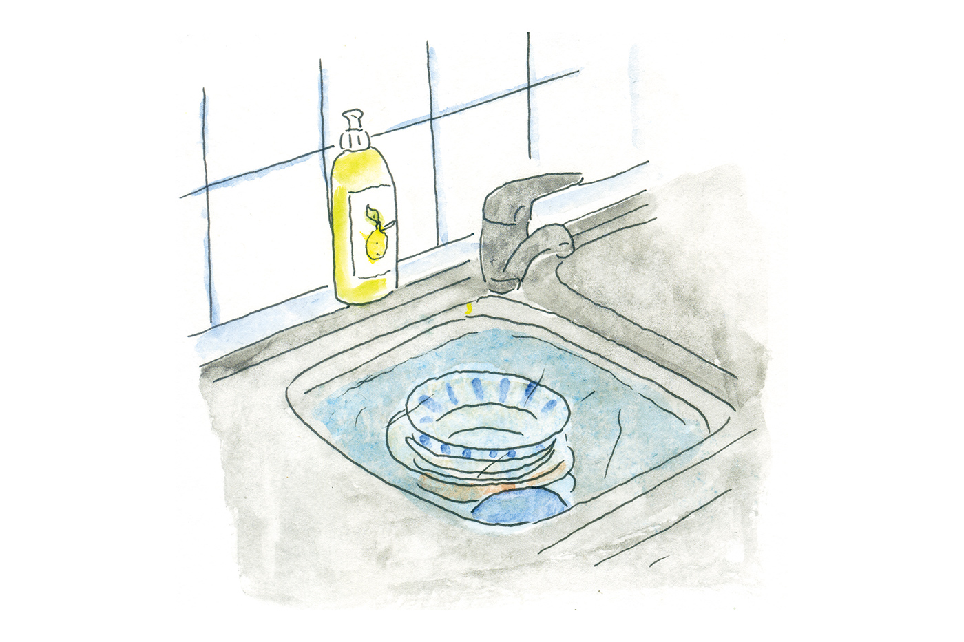 油汚れがひどいから、シンクで長時間水につけておく。