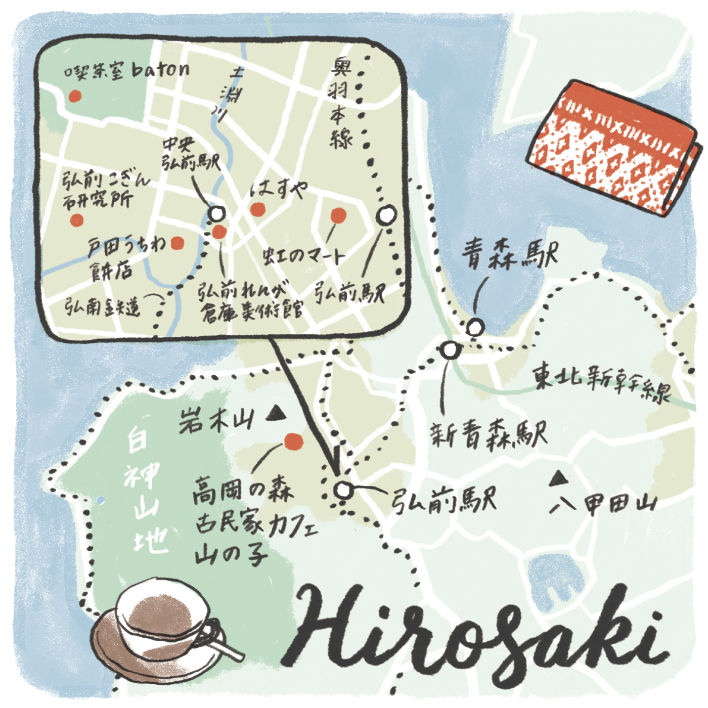 Hirosaki Access Map　白神山地、弘前・青森県 　旅行　宿泊　夏休み 世界遺産
