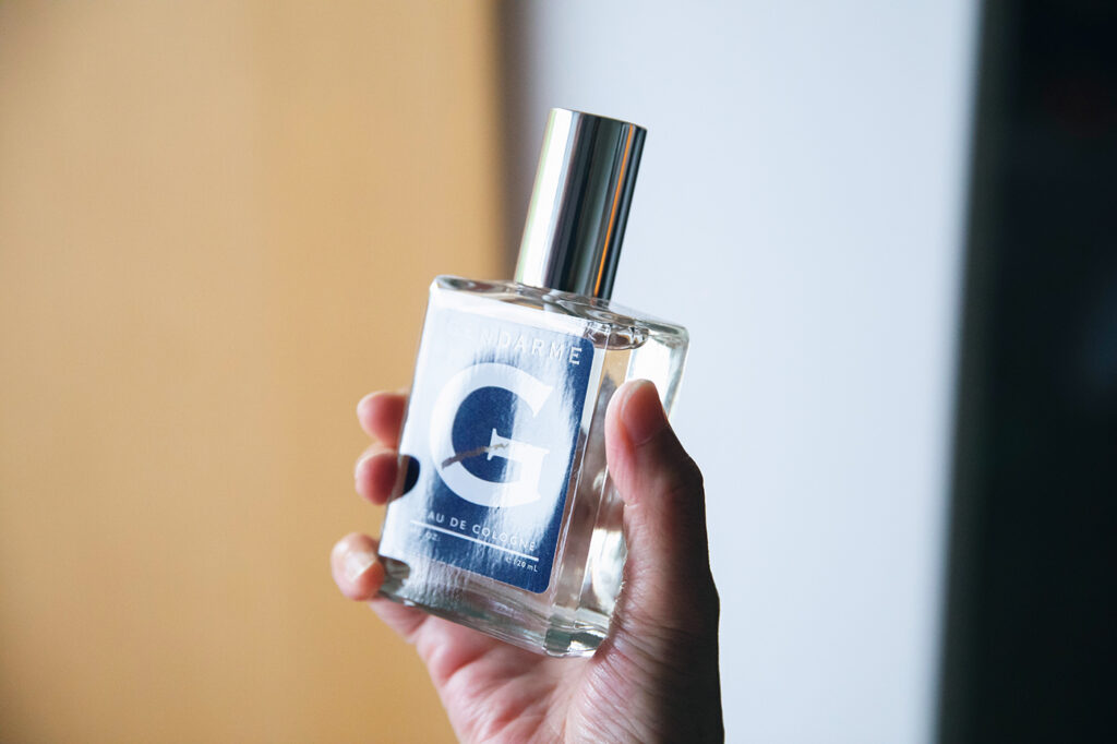 20年以上前に見つけて以来、愛用している〈ゲンダーム〉の香水。甘くない爽やかでユニセックスな香りが気に入って使い続けている、井上さんの一部になっているもの。