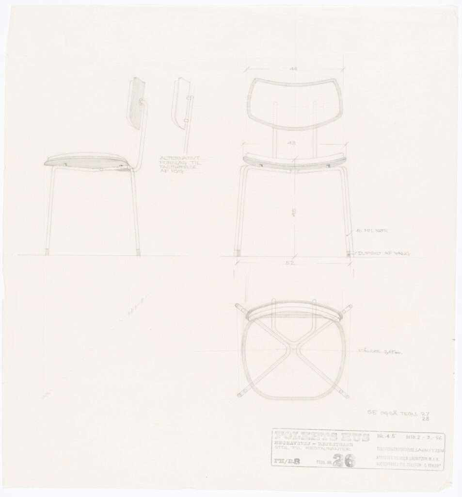 設計当時の「VEGAチェア」のドローイング。機能と美しさを両立させるシンプルなデザインから、ラウリッツェンの思想が窺える。