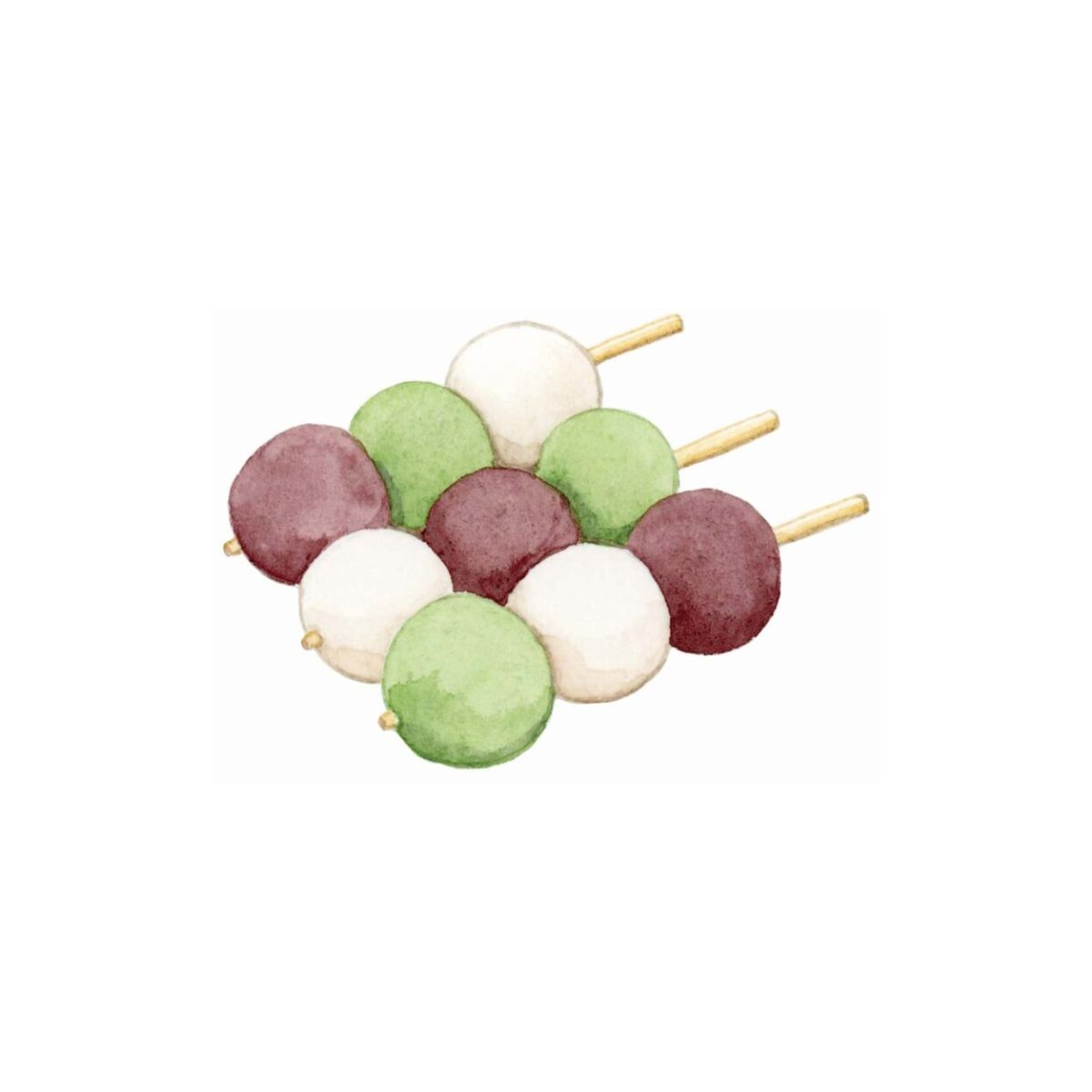 ずらりと並ぶ姿も美しい、指先ほどの三色団子。鳥取・倉吉『石谷精華堂