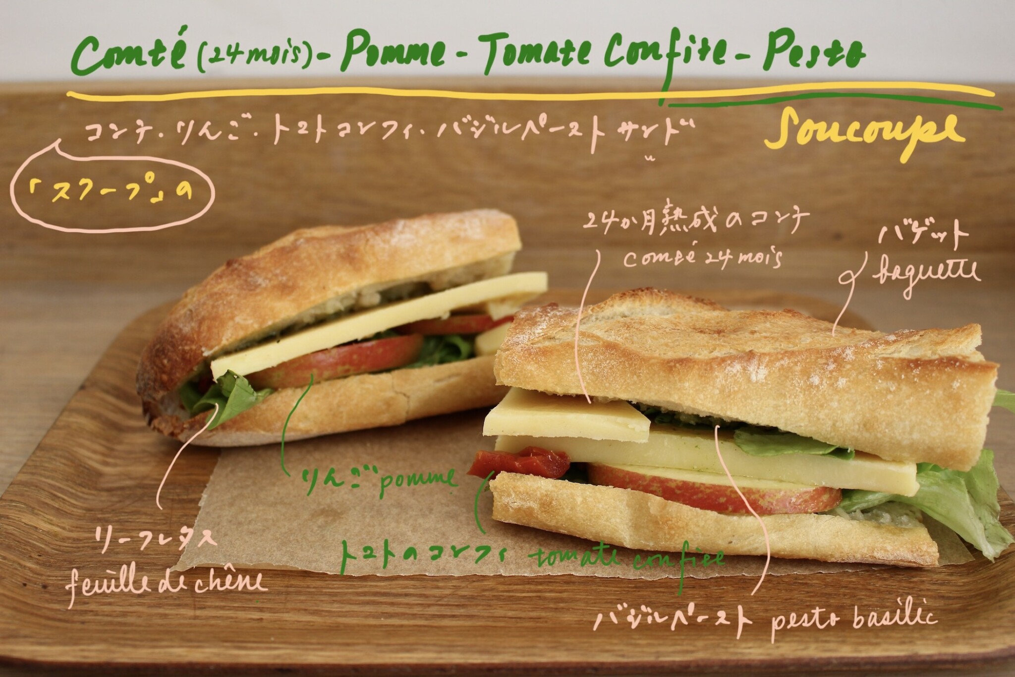 リンゴとトマトが熟成チーズと相性抜群。パリで行列のできるサンドイッチ。