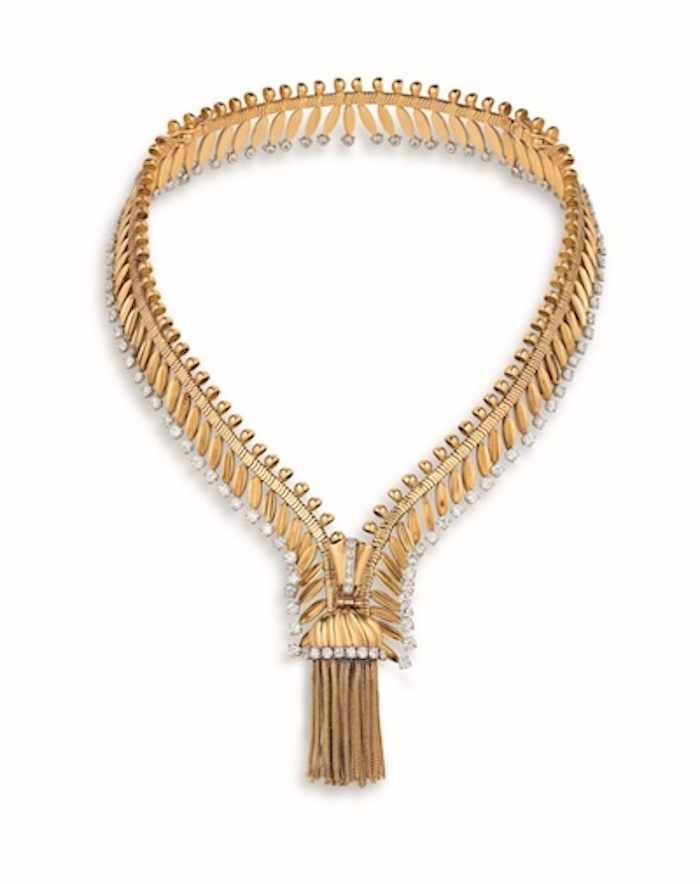 《シャンティイ ジップ ネックレス》 1952年 イエローゴールド、プラチナ、ダイヤモンド ヴァン クリーフ＆アーペル コレクション © Van Cleef & Arpels | 《シャンティイ ジップ ネックレス》 1952年   イエローゴールド、プラチナ、ダイヤモンド   ヴァン クリーフ＆アーペル コレクション   © Van Cleef & Arpels