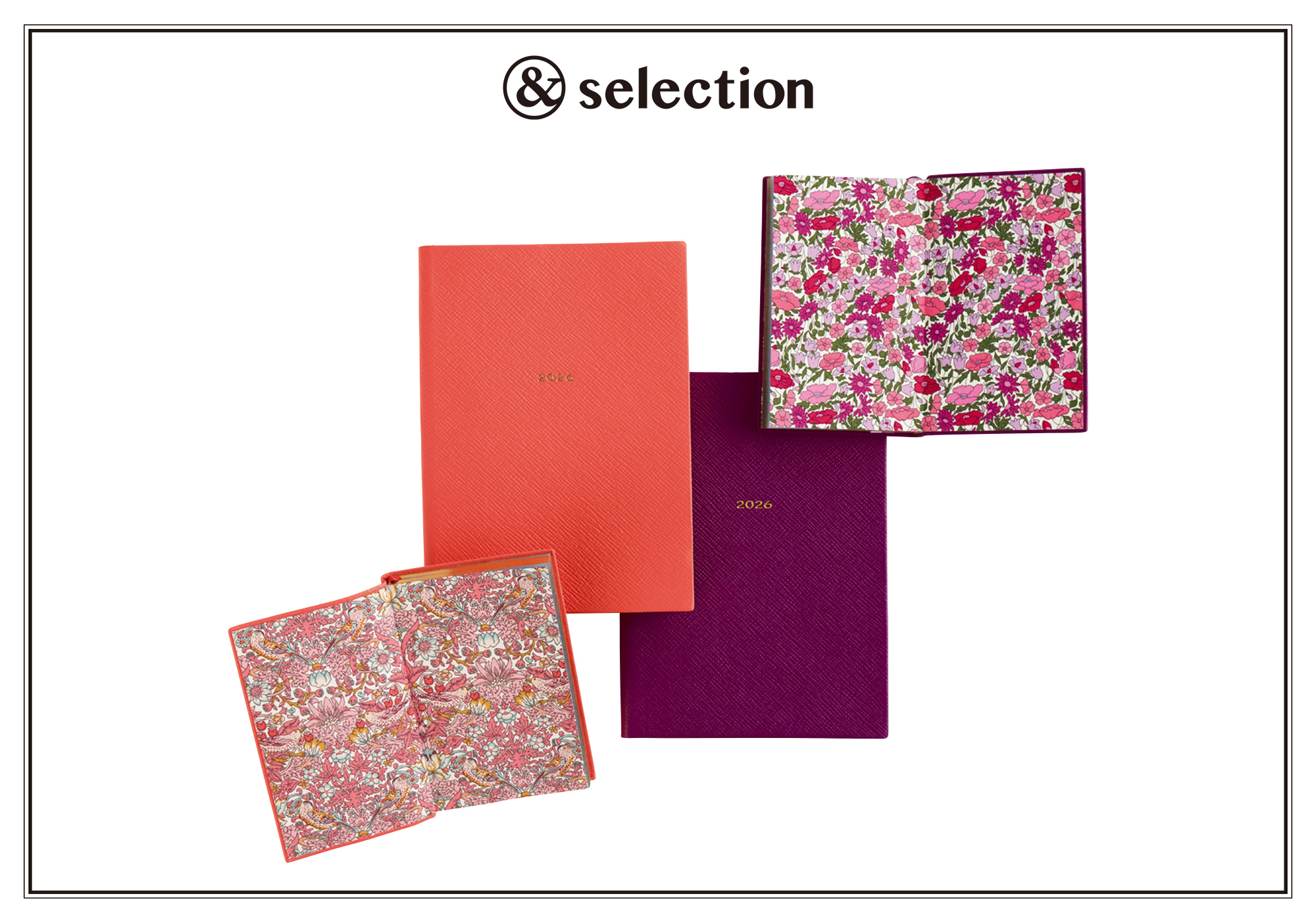 〈スマイソン〉と〈リバティ〉のコラボレーション第1弾には、花柄がアクセントのノート＆ダイアリーを。