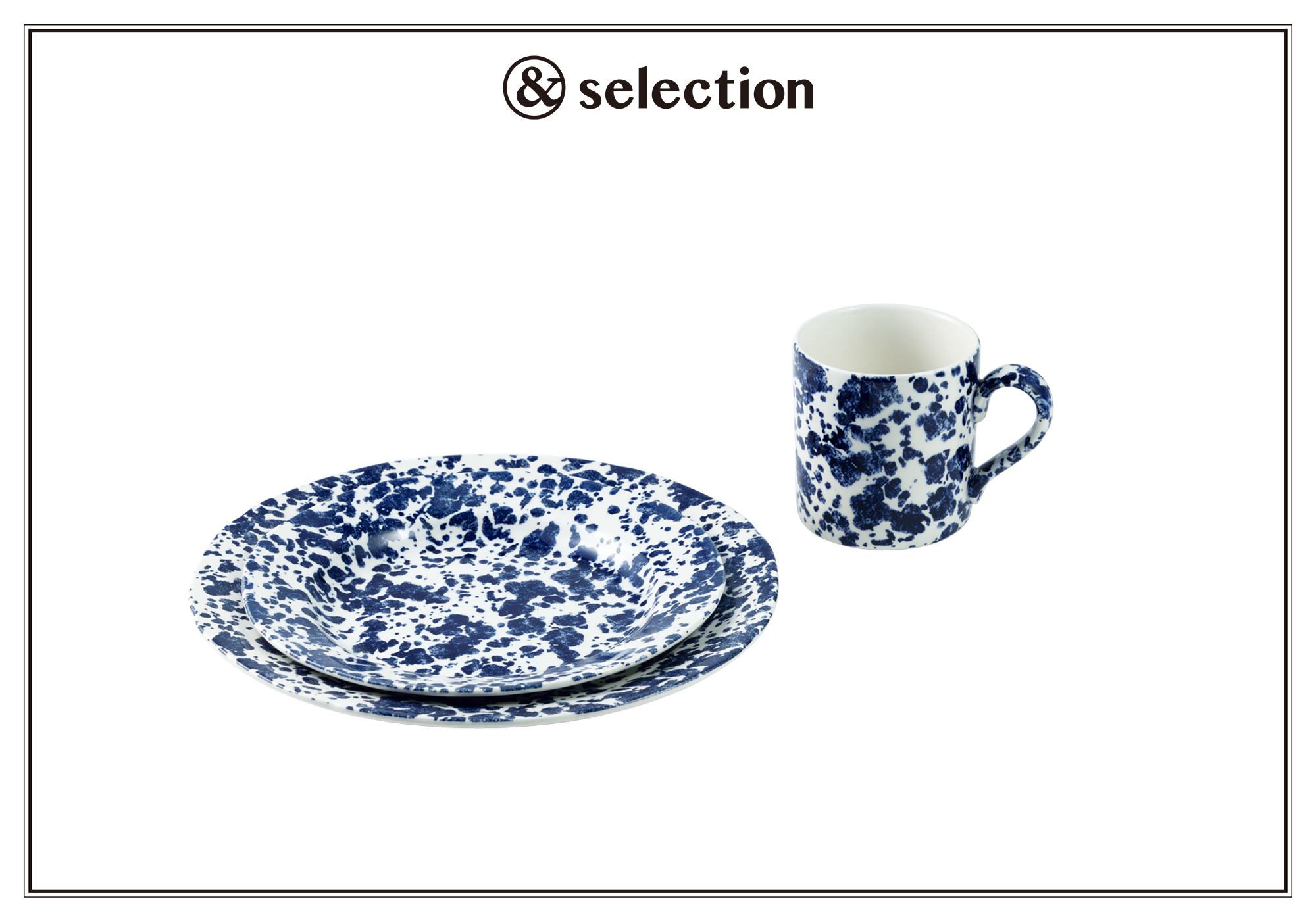 伝統手法によるマーブルモチーフがあしらわれた、〈ラルフ ローレン ホーム〉×〈バーレイ〉のテーブルウェア。