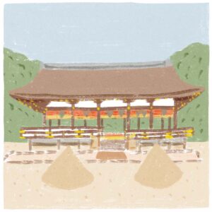 馬との縁をたどり、地の恵を味わう。上加茂神社に行くなら、立ち寄りたい2軒。 | 上賀茂神社　下鴨神社とともに賀茂社と総称され、古代豪族・賀茂氏の氏神としての歴史を持つ。正式名称は賀茂別雷神社で、御祭神は厄除けや落雷除の守護神として広く信仰を集める賀茂別雷大神。神代の昔に、神社の背後にある神山に降臨されたと伝わる。境内の細殿の前にある二つの立砂は、神山をかたどったもの。▷京都市北区上賀茂本山339 ☎075‒781‒0011 二ノ鳥居内5:30～17:00 楼門内8:00～16:45 無休 拝観料無料