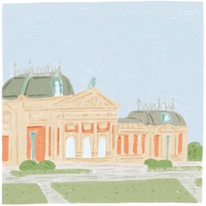 20260123_BinB_KYOTO_イラスト_10 | 京都国立博物館　明治30（1897）年に帝国京都博物館として開館。日本美術を中心に、平安から江戸の絵画や工芸、仏教美術などの作品を数多く収蔵する。建物は重要文化財でもある明治古都館と、2014年にオープンした平成知新館からなる。▷京都市東山区茶屋町527 ☎075‒525‒2473（テレホンサービス） 9:30～17:00（入館～16:30）金9:30～20:00（入館～19:30） 月休（祝日の場合開館、翌日休） 名品ギャラリー（平常展示）観覧料￥700