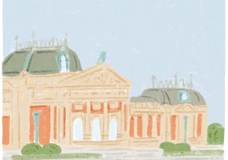 20260123_BinB_KYOTO_イラスト_10 | 京都国立博物館　明治30（1897）年に帝国京都博物館として開館。日本美術を中心に、平安から江戸の絵画や工芸、仏教美術などの作品を数多く収蔵する。建物は重要文化財でもある明治古都館と、2014年にオープンした平成知新館からなる。▷京都市東山区茶屋町527 ☎075‒525‒2473（テレホンサービス） 9:30～17:00（入館～16:30）金9:30～20:00（入館～19:30） 月休（祝日の場合開館、翌日休） 名品ギャラリー（平常展示）観覧料￥700