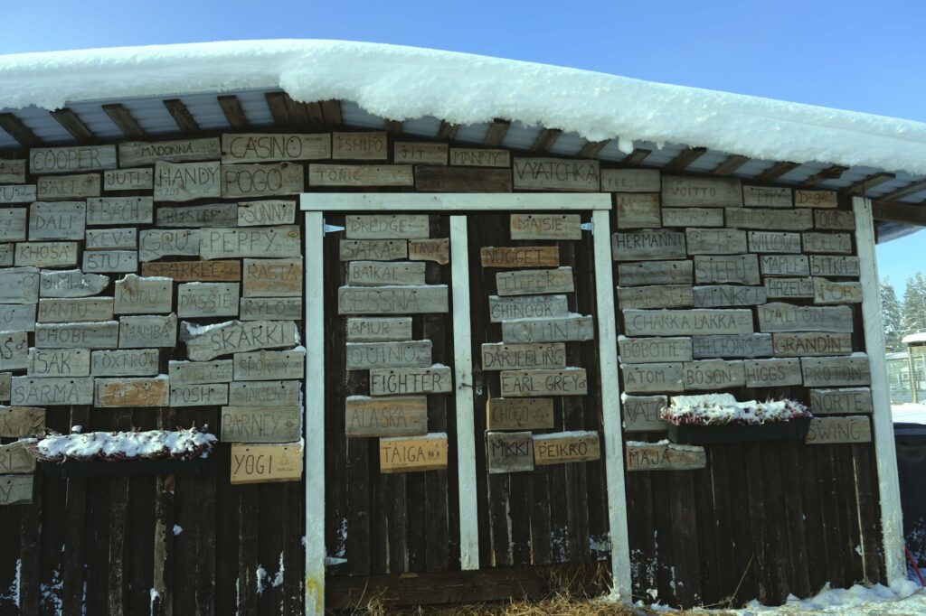 犬舎には歴代の犬の名前が残されていた。