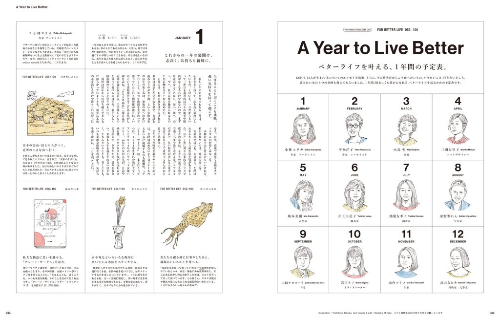 小林エリカさん、平松洋子さん、坂本美雨さん、小島聖さん……。12か月、12人が生まれ月についてのエッセイを執筆。その時季だからこそ食べたいもの、行きたいところ、読みたい本についても教えてもらいました。