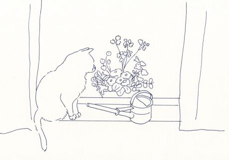 4 | 花とジョーロと猫