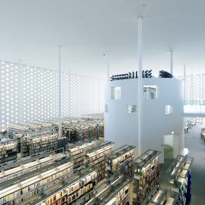 建築やアートを巡る旅。石川・金沢。前編　金沢海みらい図書館　金沢市西部地区に2011年に開館した『金沢海みらい図書館』（金沢市寺中町イ1‒1）。設計したのは工藤和美＋堀場弘／シーラカンスK&H。真っ白な壁に連なる3種類の大きさの丸窓が特徴的で、曇りの日でも天井高12ｍの吹き抜け空間に柔らかい光をもたらしている。約37万冊の蔵書のなかでも、北前船が往来していた日本海や、醤油をはじめとしたものづくりに関する資料が豊富に収集されている。金沢駅からバスで20分ほど。 | 金沢海みらい図書館
金沢市西部地区に2011年に開館した『金沢海みらい図書館』（金沢市寺中町イ1‒1）。設計したのは工藤和美＋堀場弘／シーラカンスK&H。真っ白な壁に連なる3種類の大きさの丸窓が特徴的で、曇りの日でも天井高12ｍの吹き抜け空間に柔らかい光をもたらしている。約37万冊の蔵書のなかでも、北前船が往来していた日本海や、醤油をはじめとしたものづくりに関する資料が豊富に収集されている。金沢駅からバスで20分ほど。